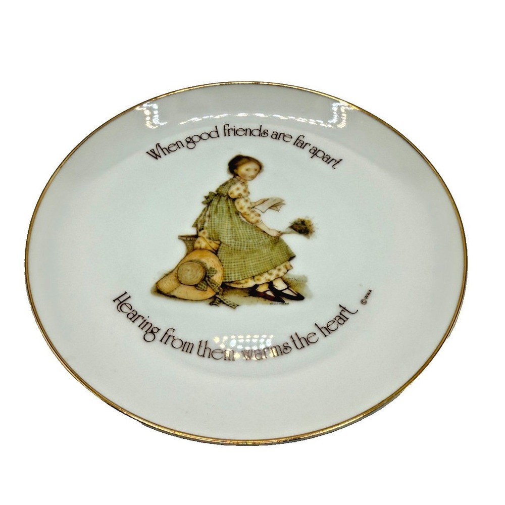 Lasting Memories Porcelain Friendship Plate Gingham Girl Gold Rim Japan 6.25"